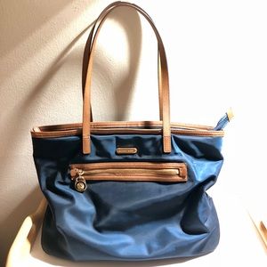 Michael Kors Blue Nylon and Leather Tote